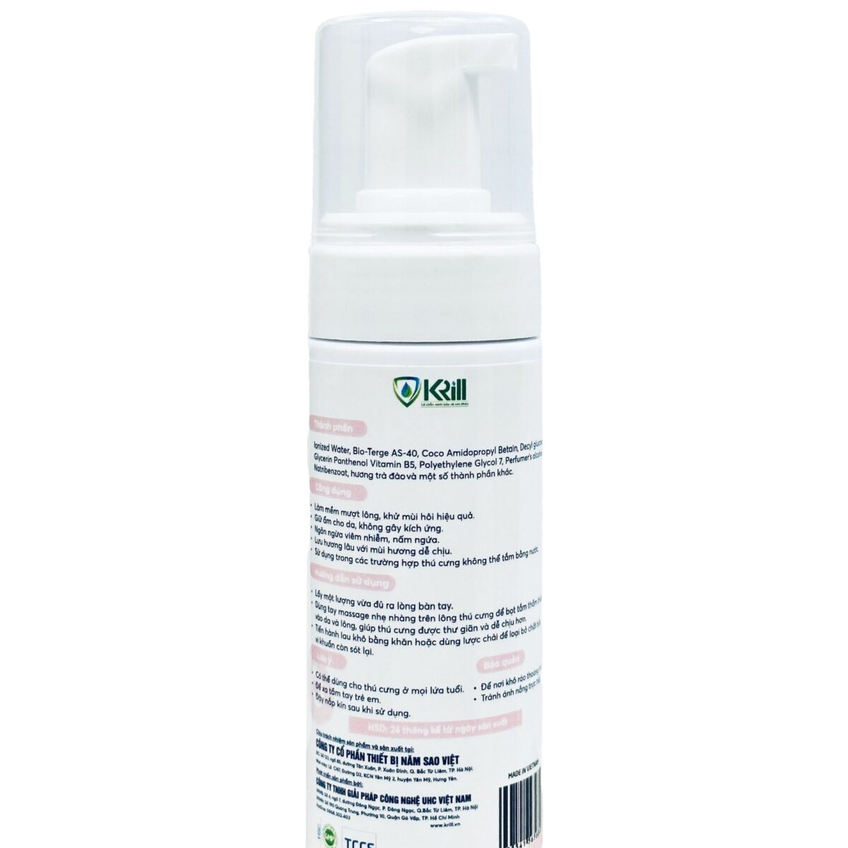 Bọt tắm khô thú cưng Krill hương trà đào 1 Bọt tắm khô thú cưng Krill hương trà đào